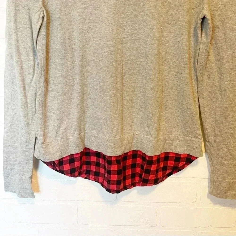 J.crew gray sweater Buffalo check underlay size small